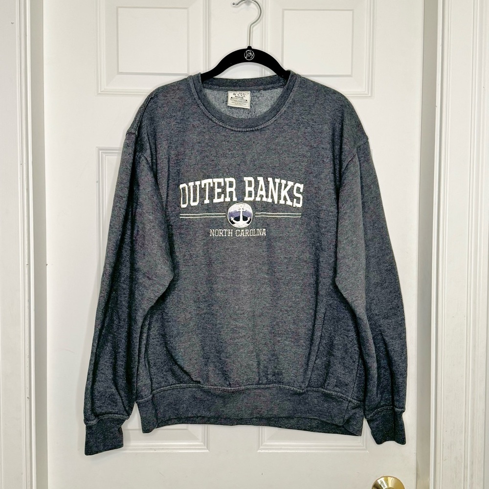 Outer Banks North Carolina Crew Neck Sweatshirt Cotton Blend Size Medium Grey